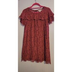Motherhood Maturity Mauve Boohoo‎ Scalloped Lace Mini Dress Size Small